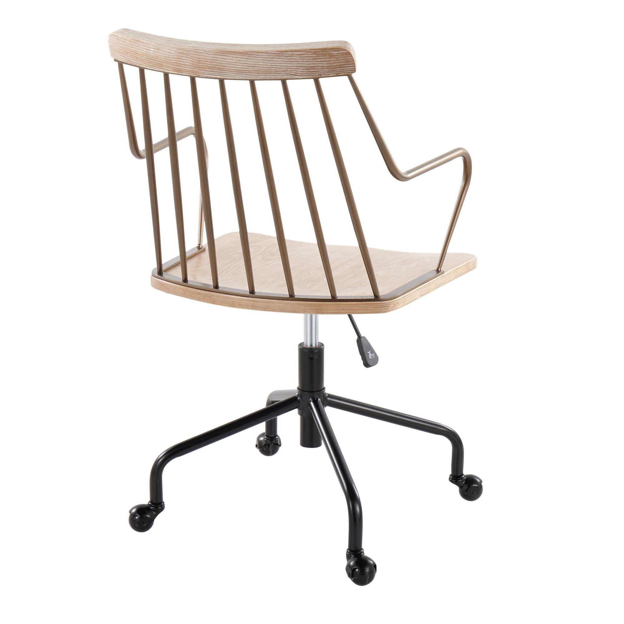 Preston Adjustable Office Chair - Black Metal, Antique Copper, Whitewashed Wood