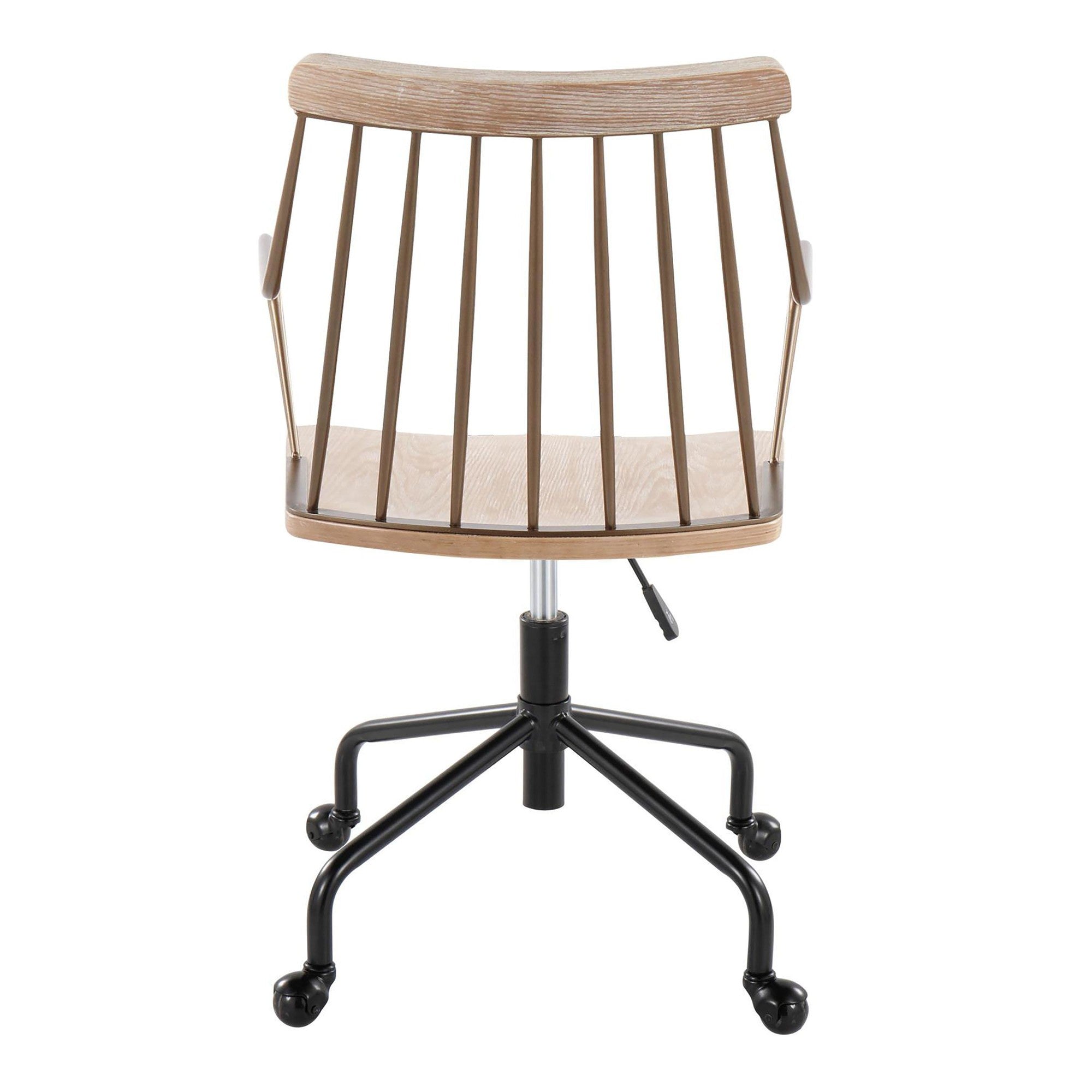 Preston Adjustable Office Chair - Black Metal, Antique Copper, Whitewashed Wood