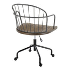 Riley Adjustable Office Chair - Black Metal, Dark Walnut Wood