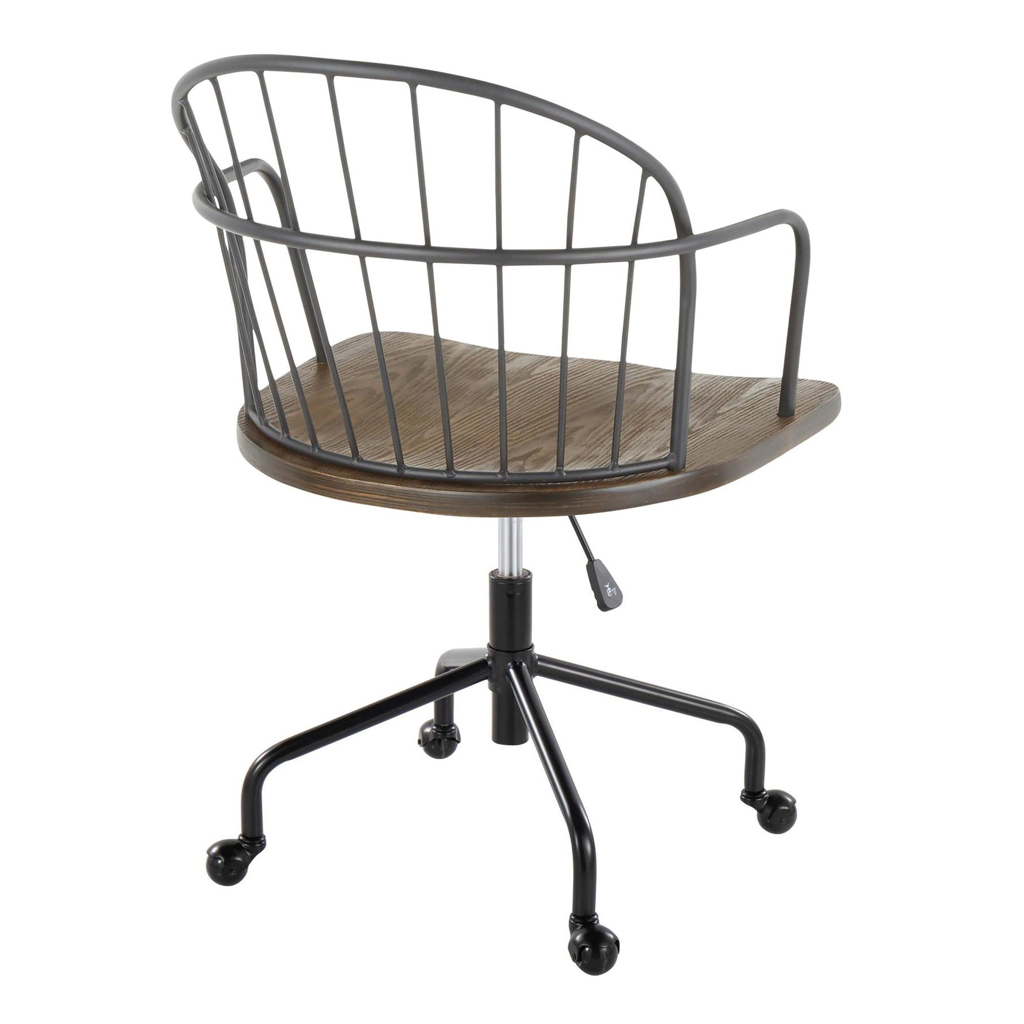 Riley Adjustable Office Chair - Black Metal, Dark Walnut Wood