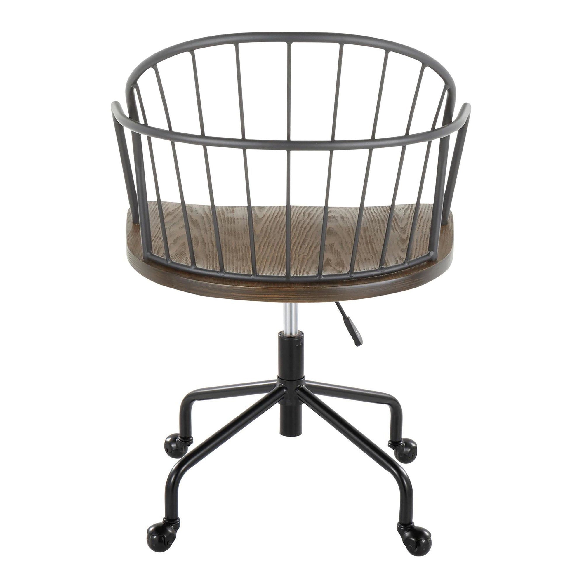 Riley Adjustable Office Chair - Black Metal, Dark Walnut Wood