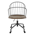 Riley Adjustable Office Chair - Black Metal, Dark Walnut Wood