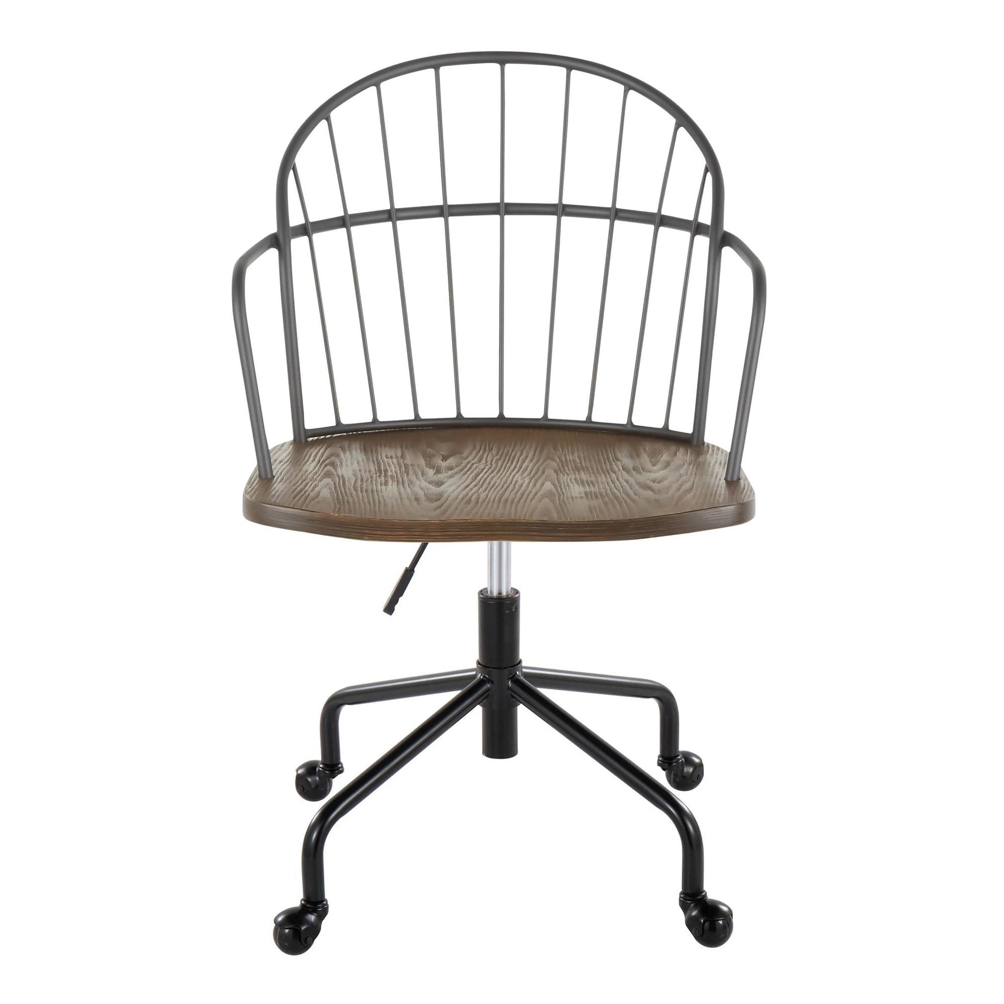 Riley Adjustable Office Chair - Black Metal, Dark Walnut Wood