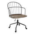 Riley Adjustable Office Chair - Black Metal, Dark Walnut Wood