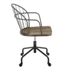 Riley Adjustable Office Chair - Black Metal, Dark Walnut Wood