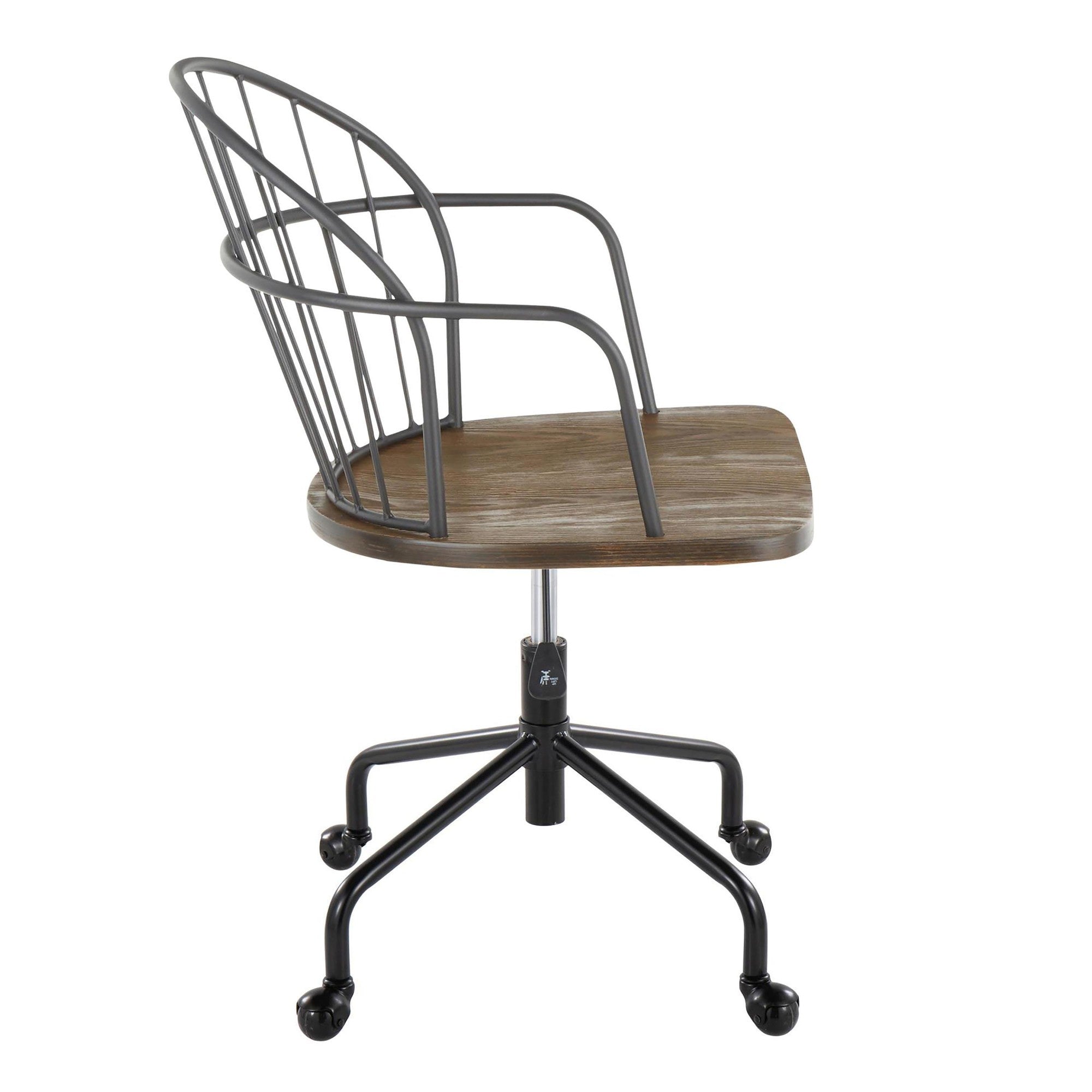 Riley Adjustable Office Chair - Black Metal, Dark Walnut Wood