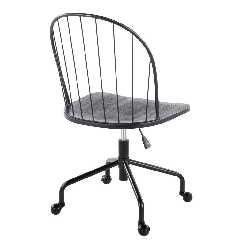 Riley Adjustable High Back Office Chair - Black Metal, Black Wood