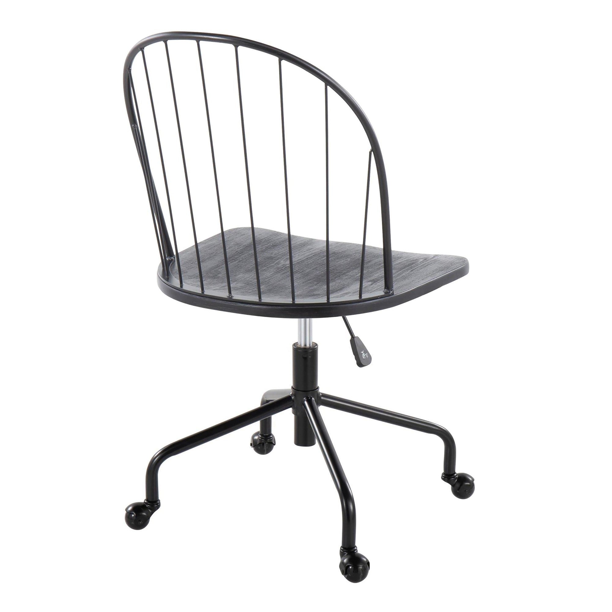 Riley Adjustable High Back Office Chair - Black Metal, Black Wood