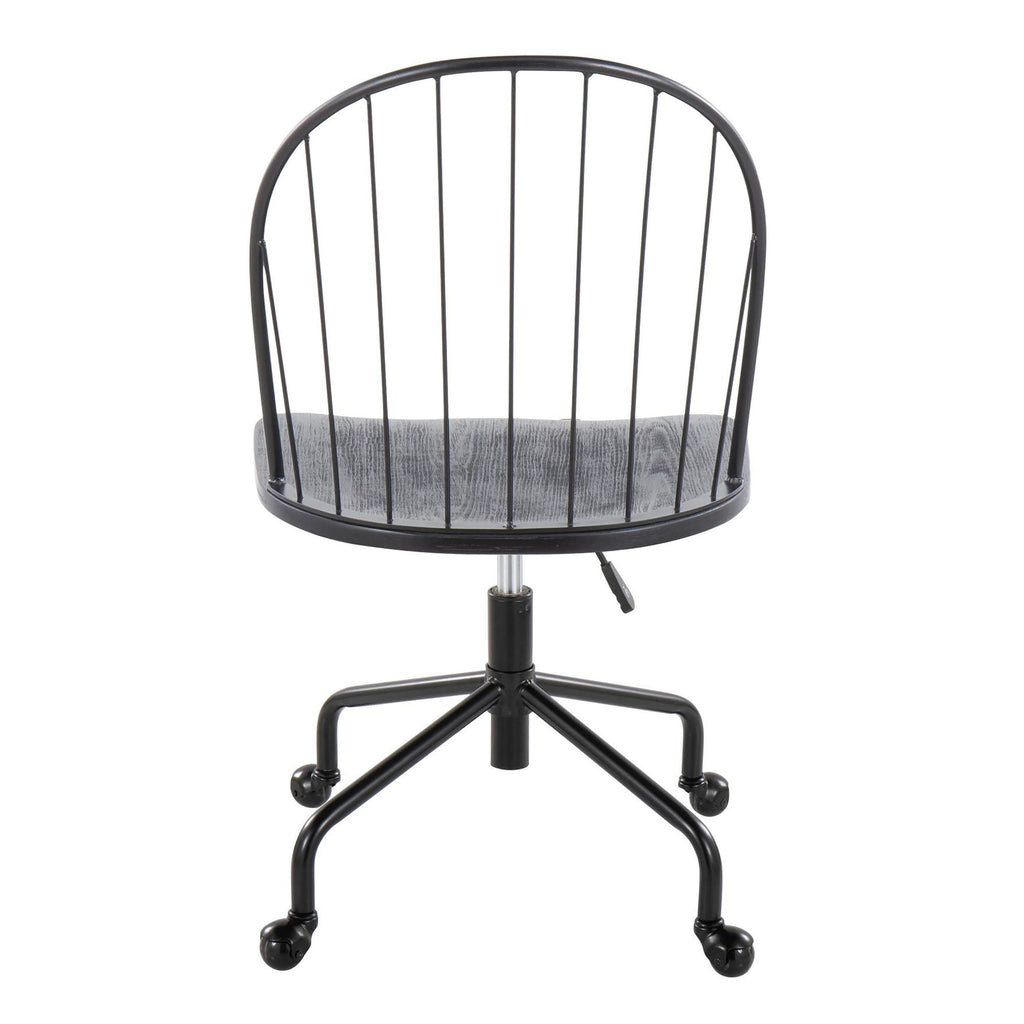 Riley Adjustable High Back Office Chair - Black Metal, Black Wood