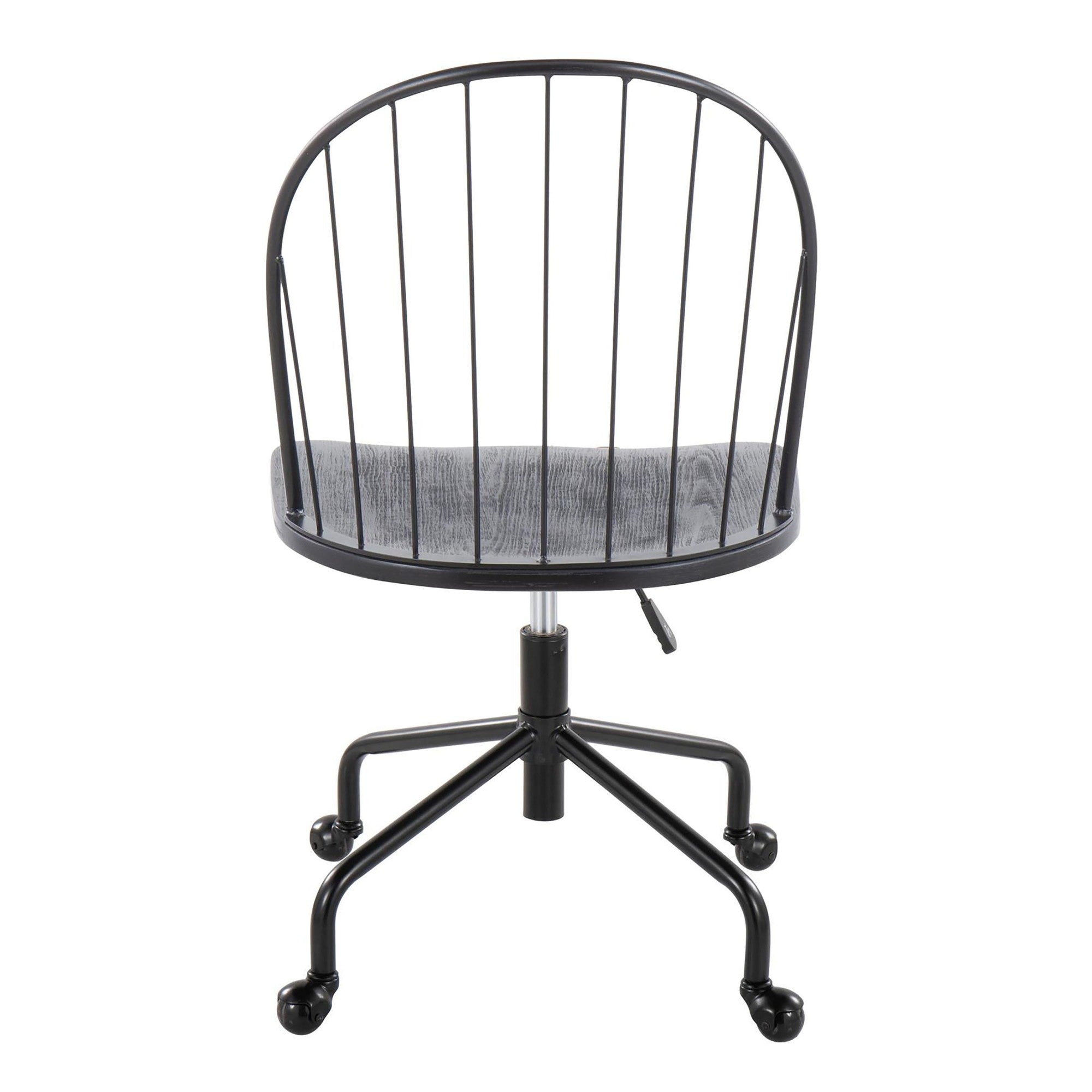 Riley Adjustable High Back Office Chair - Black Metal, Black Wood