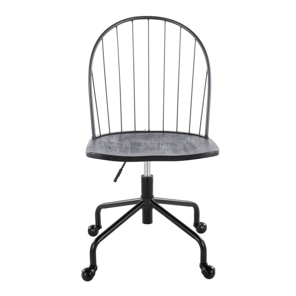 Riley Adjustable High Back Office Chair - Black Metal, Black Wood