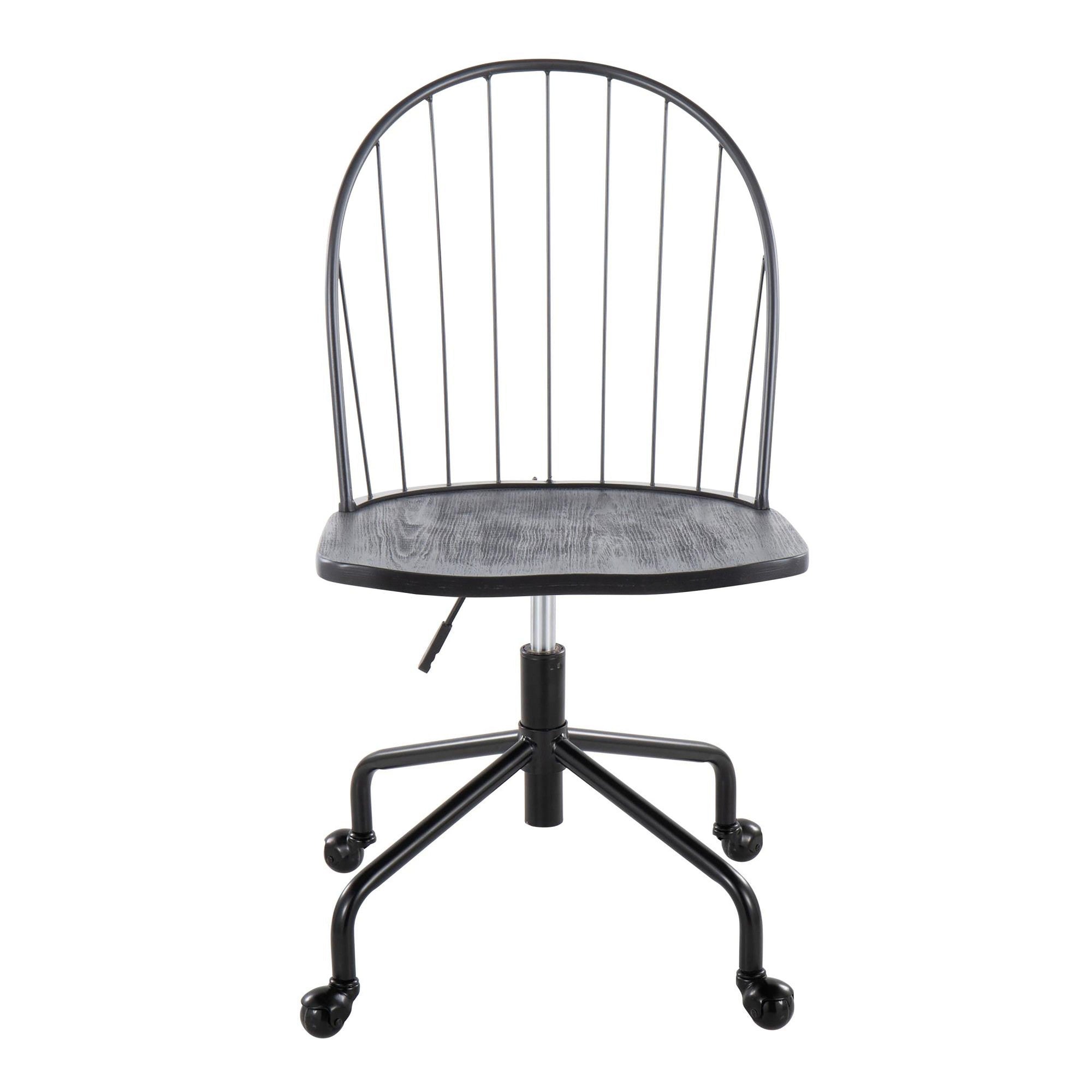 Riley Adjustable High Back Office Chair - Black Metal, Black Wood