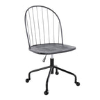 Riley Adjustable High Back Office Chair - Black Metal, Black Wood