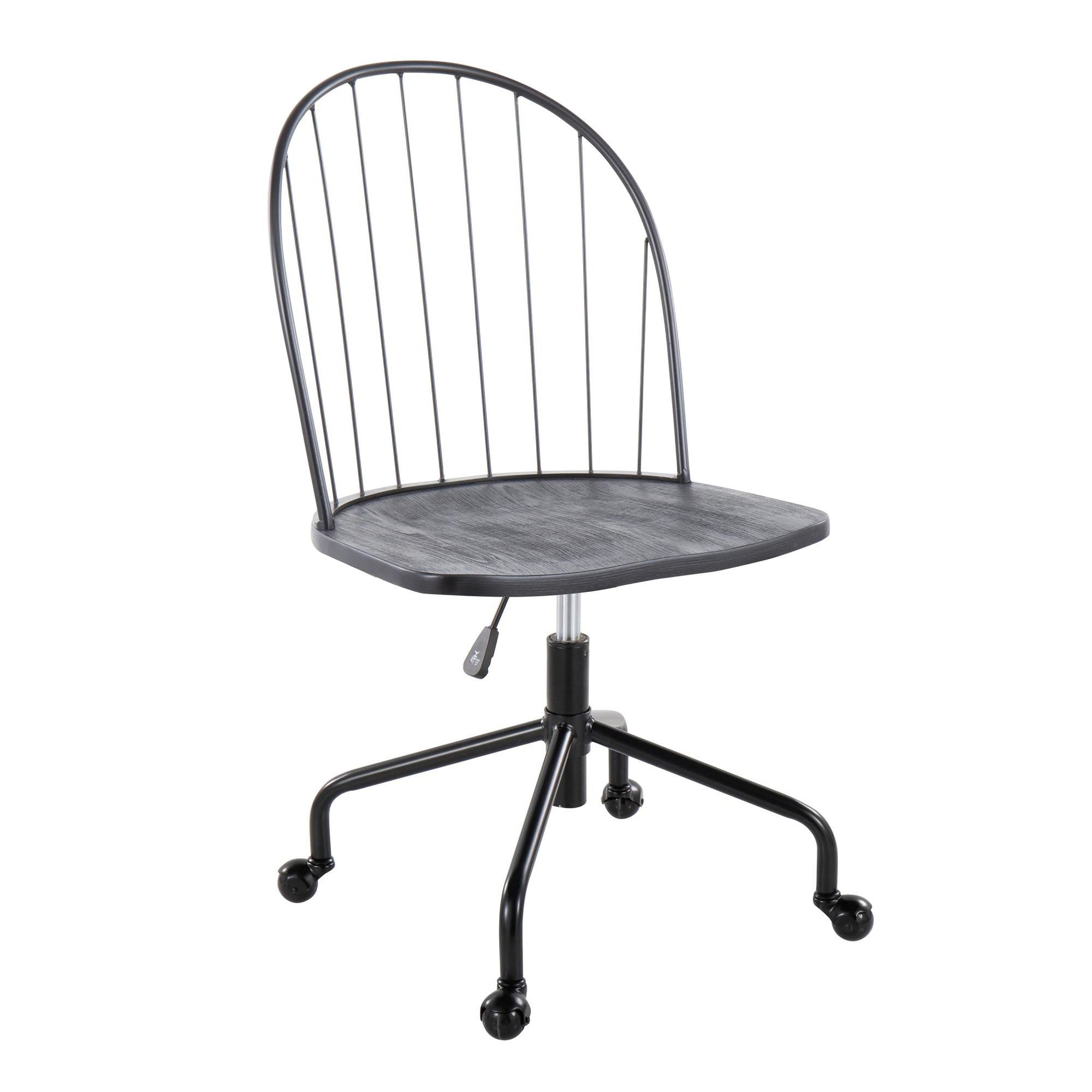 Riley Adjustable High Back Office Chair - Black Metal, Black Wood