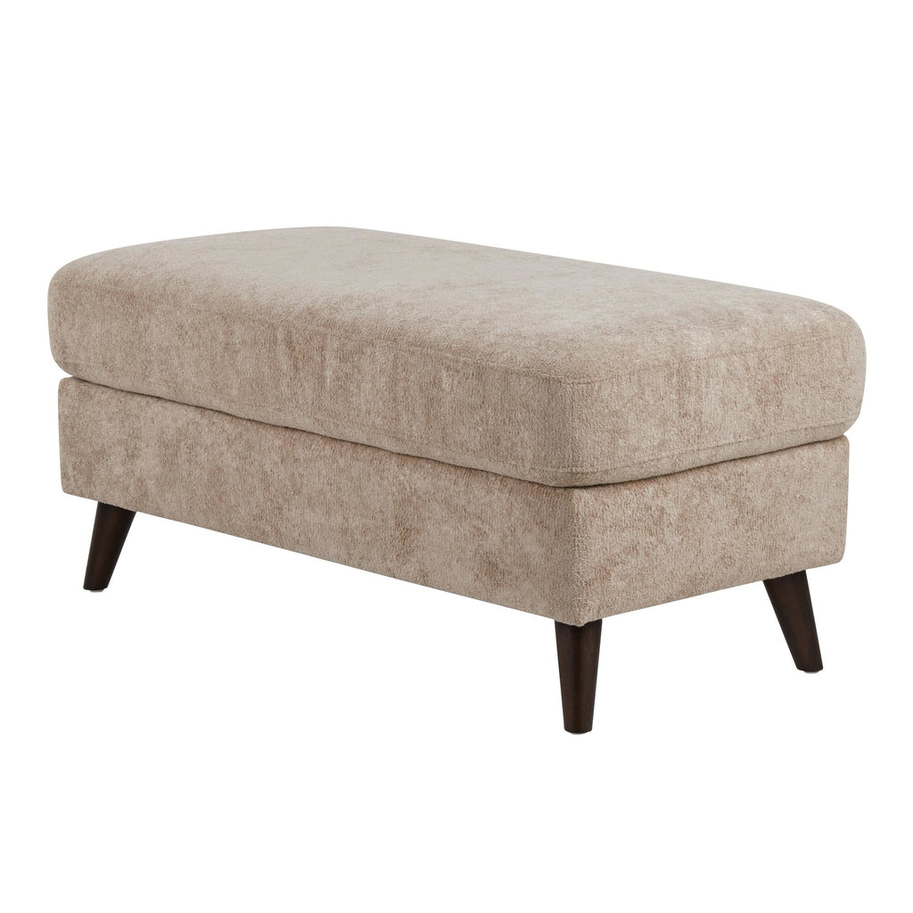 Carly Bench Ottoman - Espresso Wood, Beige Fabric
