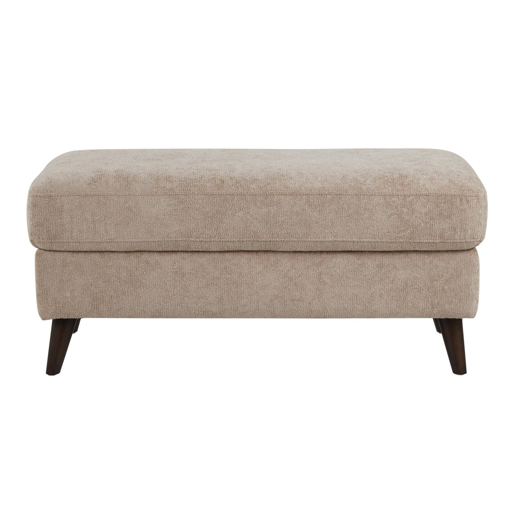 Carly Bench Ottoman - Espresso Wood, Beige Fabric