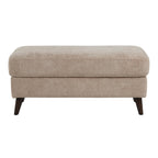 Carly Bench Ottoman - Espresso Wood, Beige Fabric