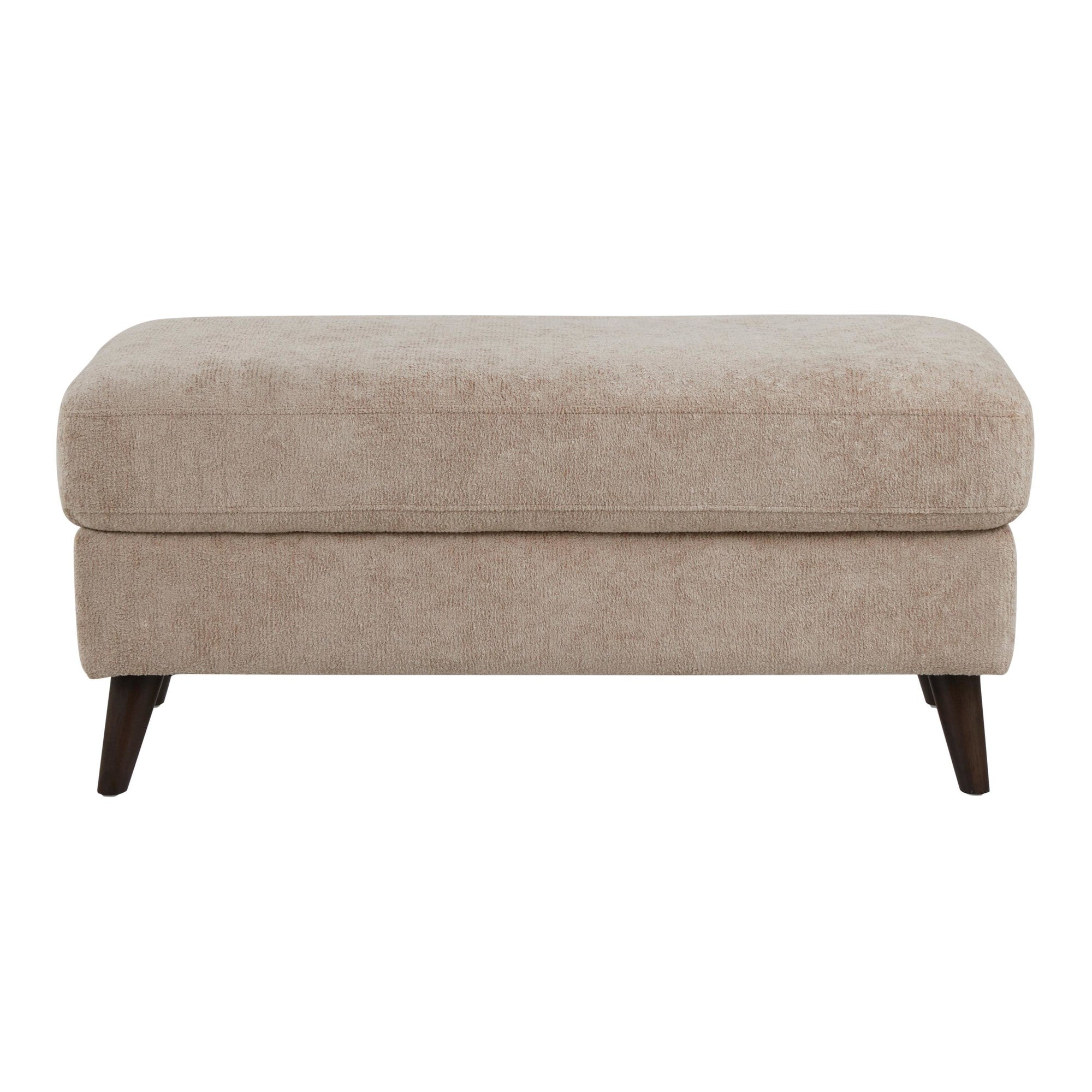 Carly Bench Ottoman - Espresso Wood, Beige Fabric