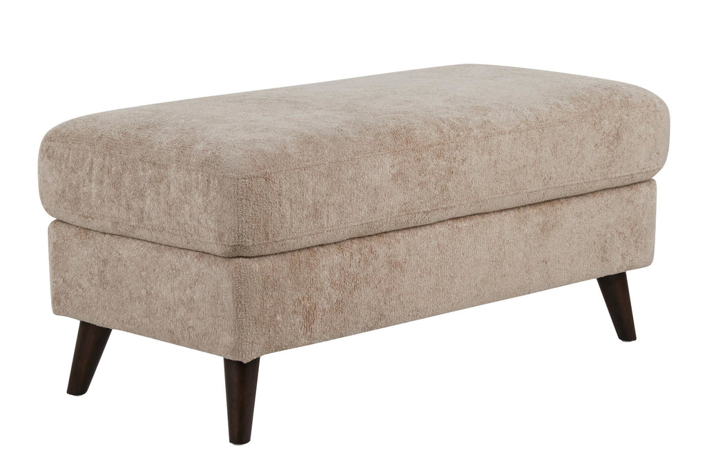 Carly Bench Ottoman - Espresso Wood, Beige Fabric