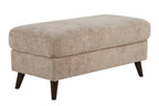 Carly Bench Ottoman - Espresso Wood, Beige Fabric