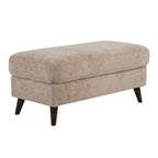 Carly Bench Ottoman - Espresso Wood, Beige Fabric