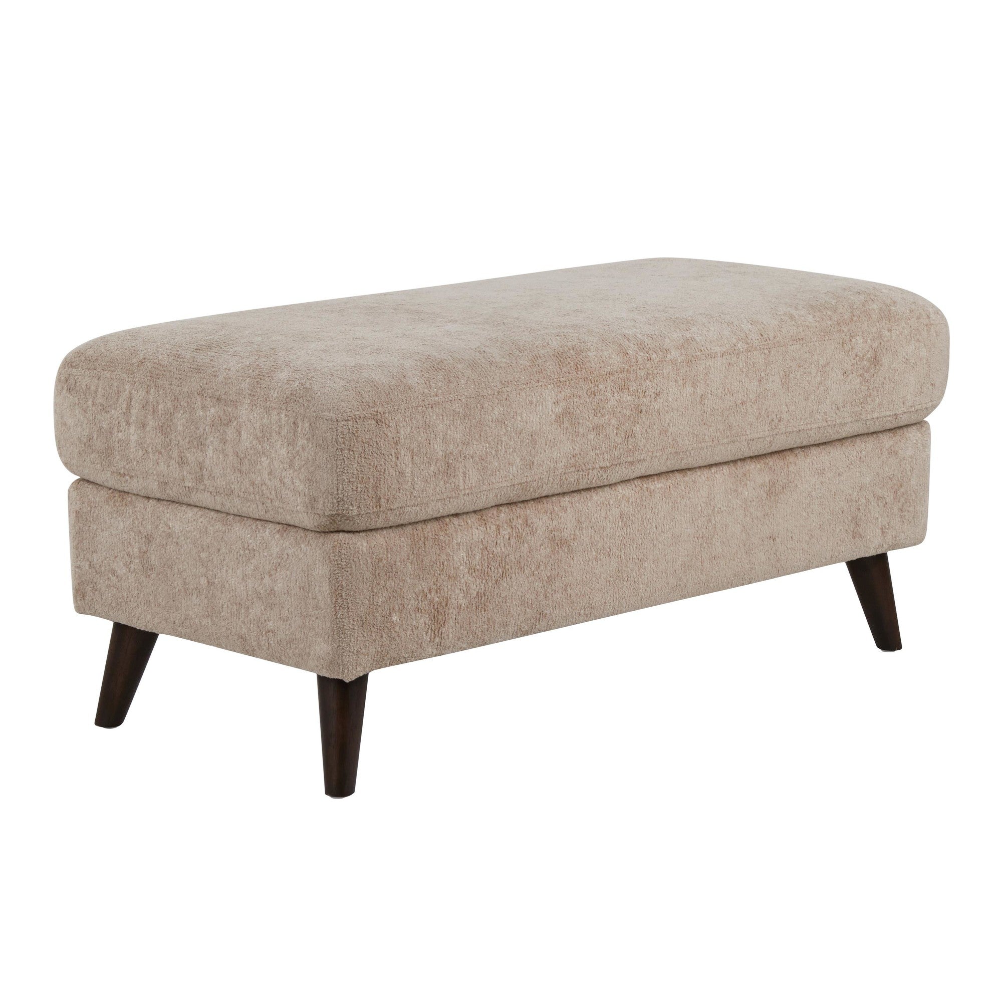 Carly Bench Ottoman - Espresso Wood, Beige Fabric