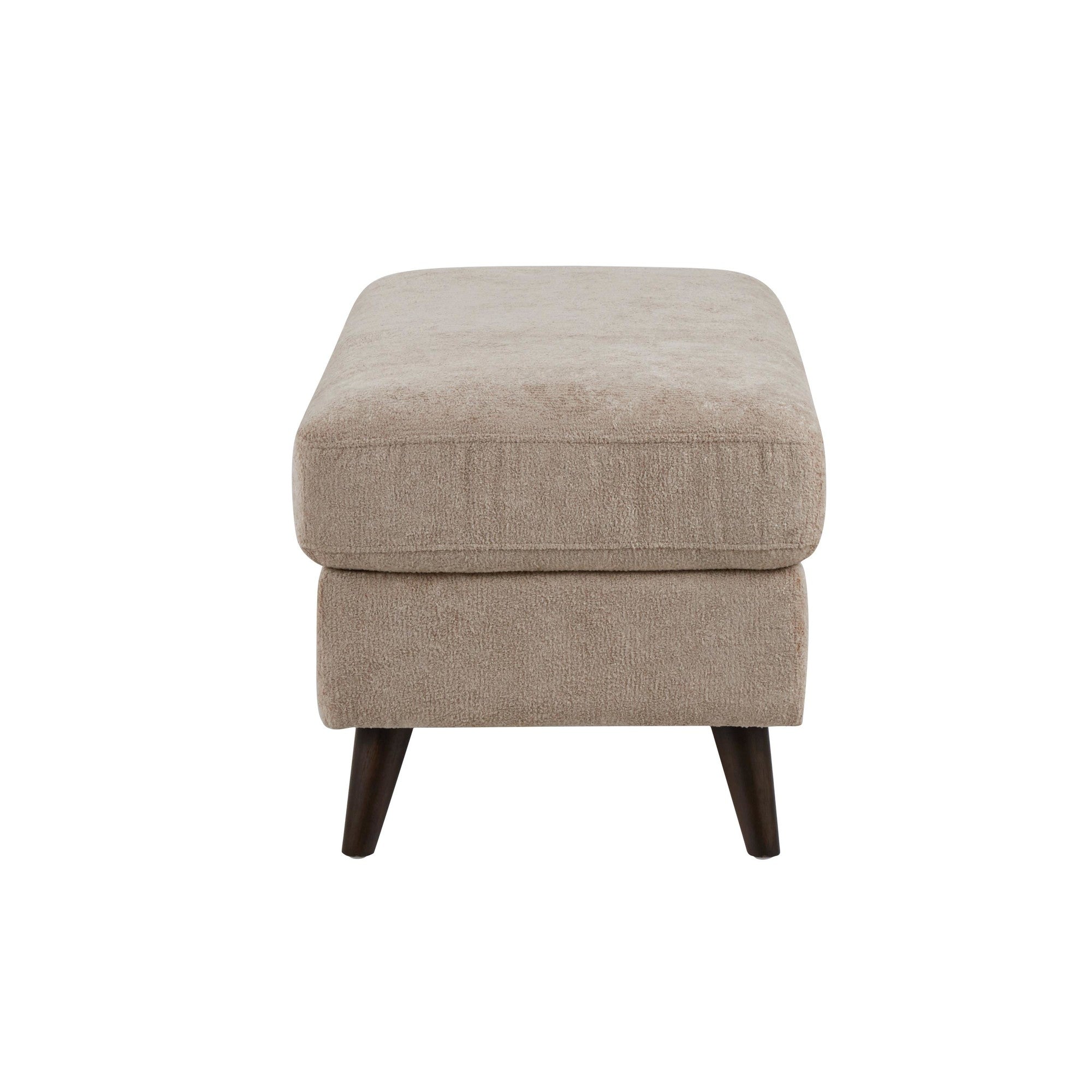 Carly Bench Ottoman - Espresso Wood, Beige Fabric
