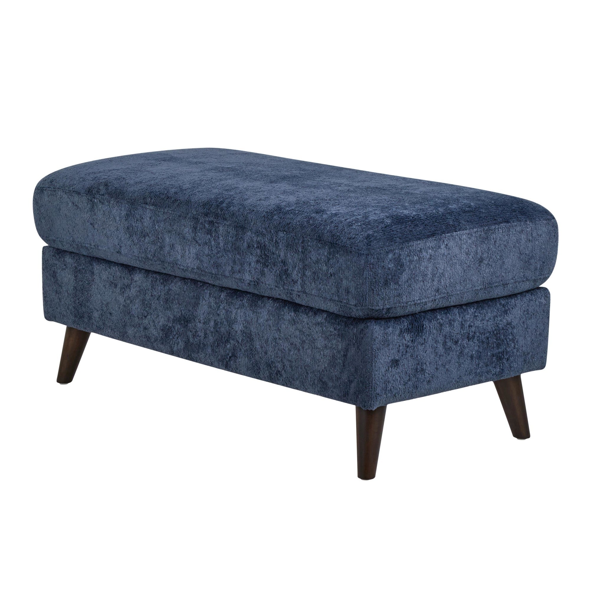 Carly Bench Ottoman - Espresso Wood, Blue Fabric