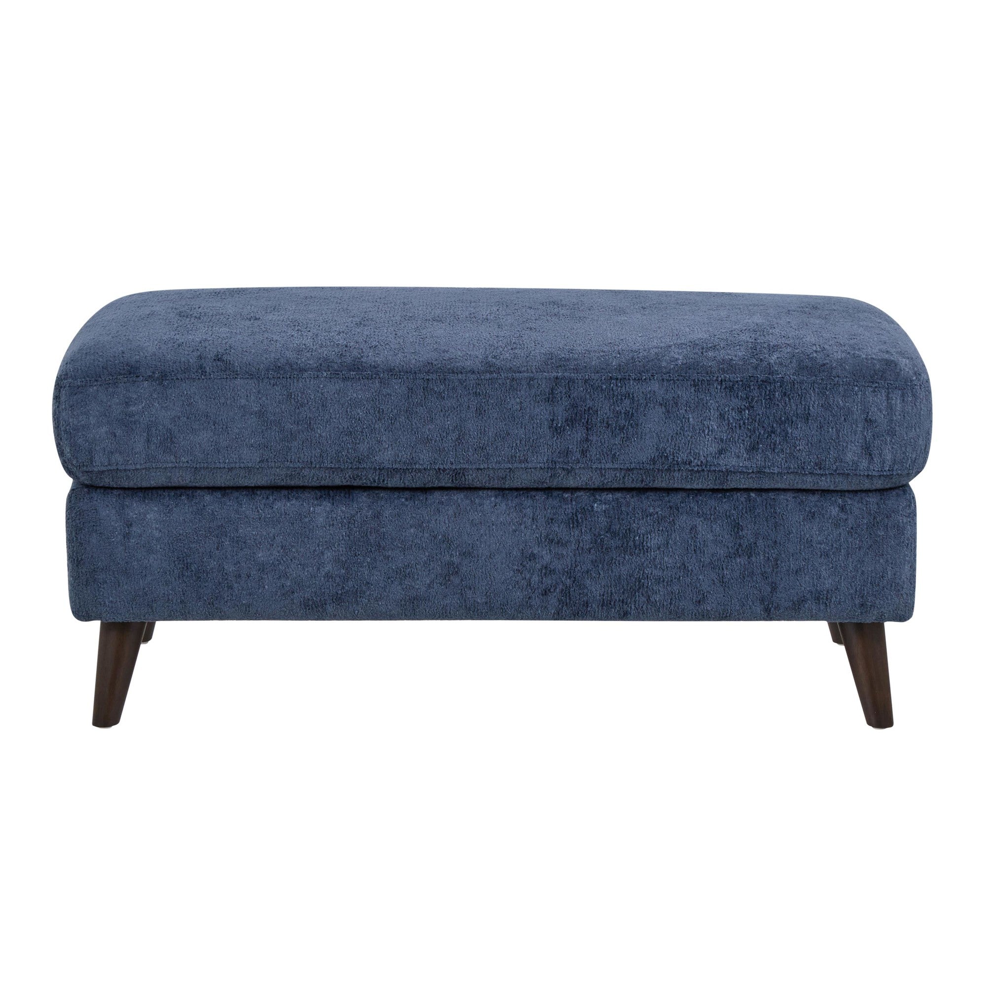 Carly Bench Ottoman - Espresso Wood, Blue Fabric
