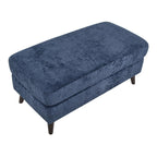 Carly Bench Ottoman - Espresso Wood, Blue Fabric