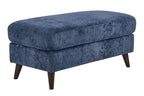 Carly Bench Ottoman - Espresso Wood, Blue Fabric