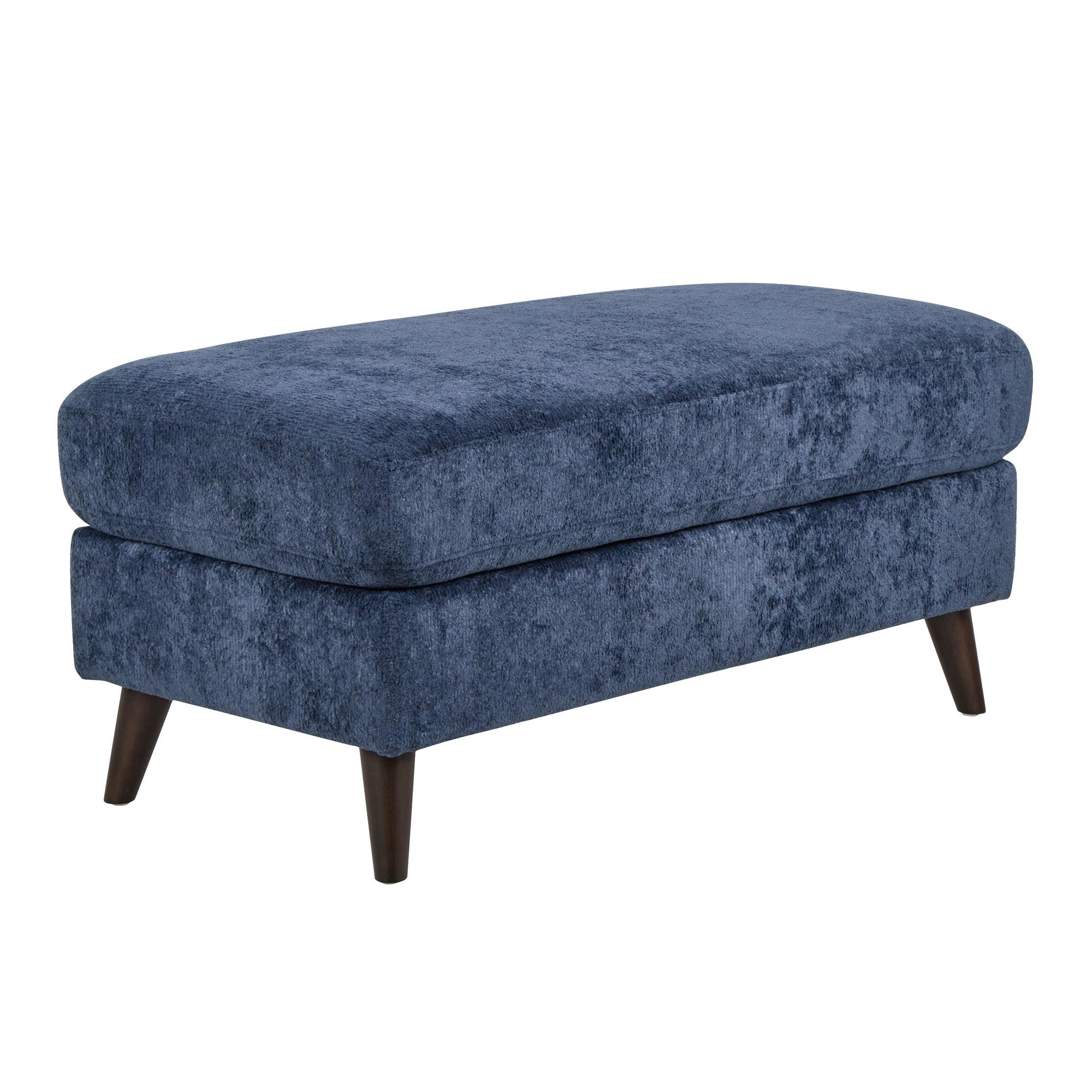 Carly Bench Ottoman - Espresso Wood, Blue Fabric