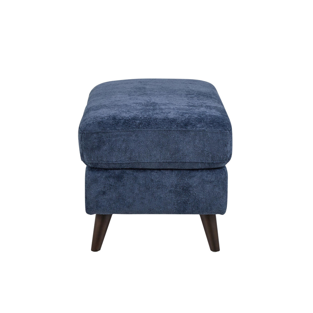 Carly Bench Ottoman - Espresso Wood, Blue Fabric