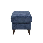 Carly Bench Ottoman - Espresso Wood, Blue Fabric