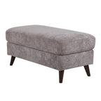 Carly Bench Ottoman - Espresso Wood, Pewter Fabric