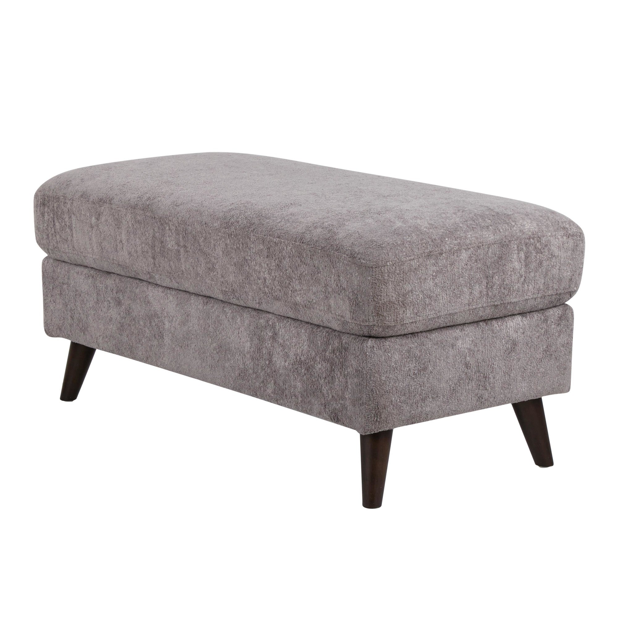 Carly Bench Ottoman - Espresso Wood, Pewter Fabric