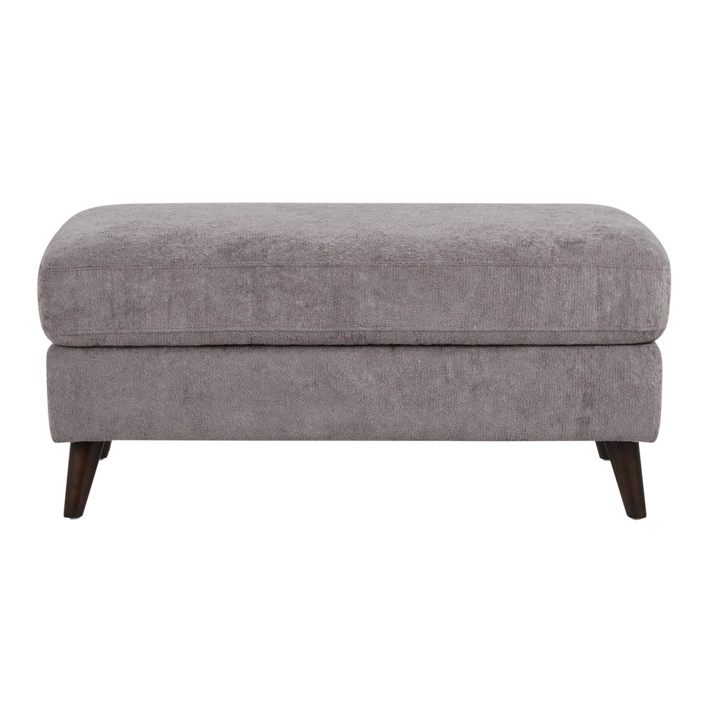 Carly Bench Ottoman - Espresso Wood, Pewter Fabric