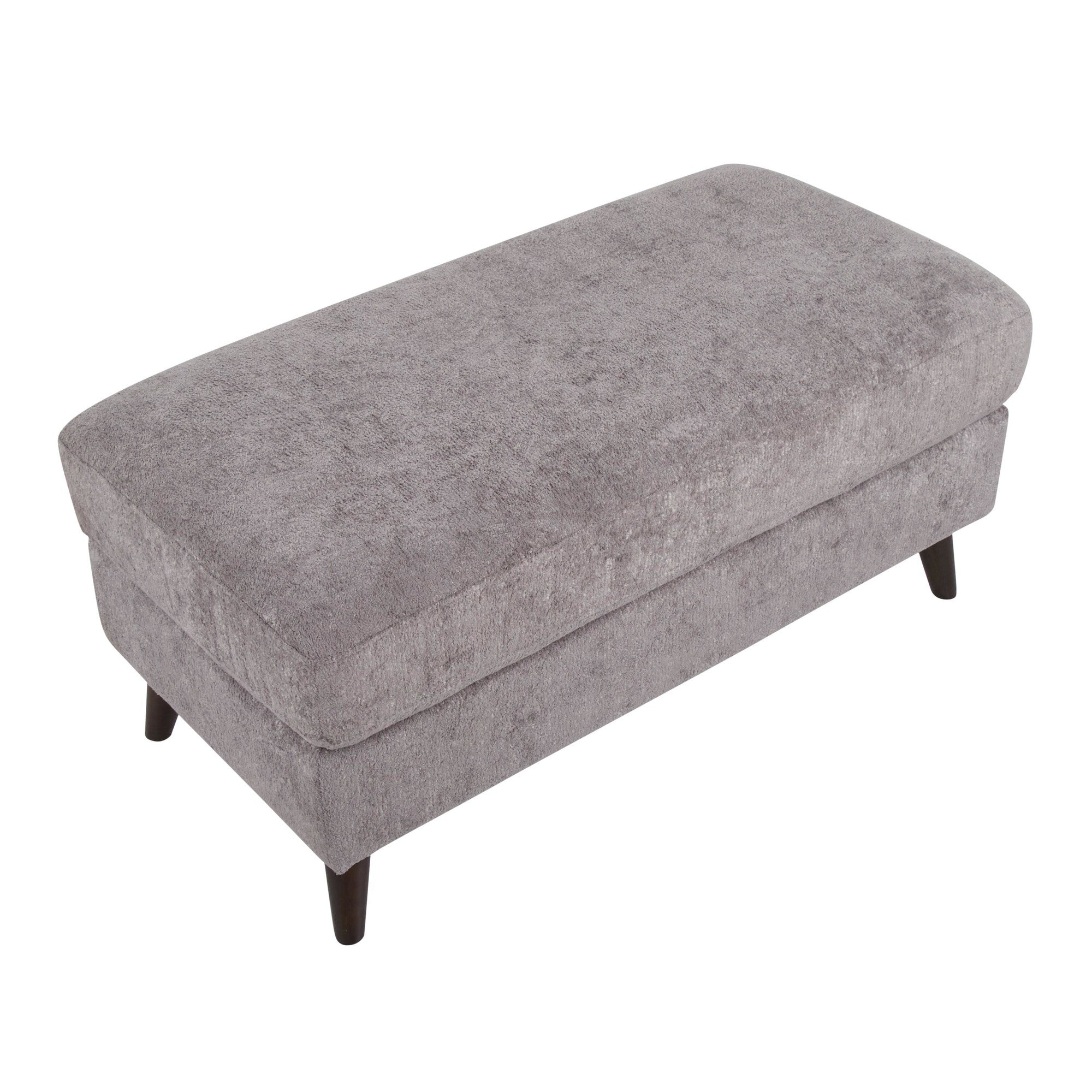 Carly Bench Ottoman - Espresso Wood, Pewter Fabric