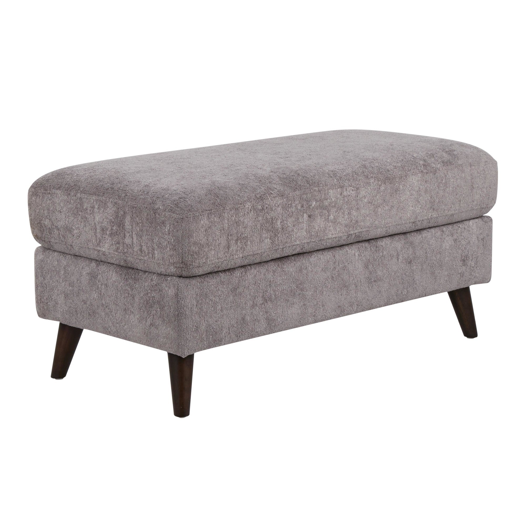 Carly Bench Ottoman - Espresso Wood, Pewter Fabric