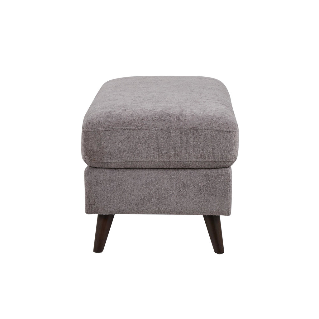 Carly Bench Ottoman - Espresso Wood, Pewter Fabric