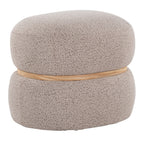 Cinch Pouf Ottoman - Natural Wood, Beige Fabric