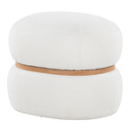 Cinch Pouf Ottoman - Natural Wood, Cream Fabric