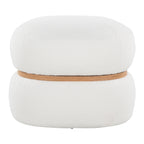 Cinch Pouf Ottoman - Natural Wood, Cream Fabric