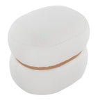 Cinch Pouf Ottoman - Natural Wood, Cream Fabric