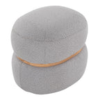 Cinch Pouf Ottoman - Natural Wood, Grey Fabric
