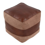 Cobbler Canvas Pouf - Espresso Leather, Tan Canvas