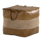 Cobbler Pouf - Brown Leather, Tan Canvas