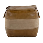 Cobbler Pouf - Brown Leather, Tan Canvas