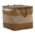 Cobbler Pouf - Brown Leather, Tan Canvas