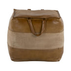 Cobbler Pouf - Brown Leather, Tan Canvas